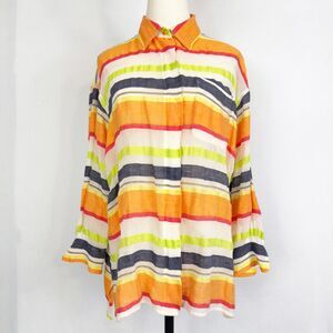 Emanuel Ungaro | Multi-Color Striped Long Sleeve Blouse | Sz M